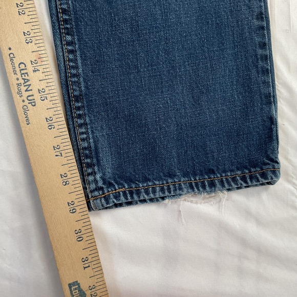 American Eagle Jeans Men's 30x32 Blue Dark Wash Relaxed Straight Distressed Hem - Picture 6 of 12